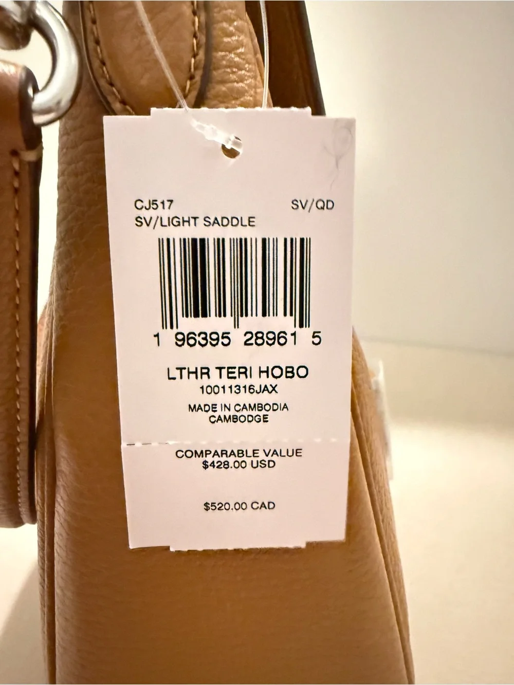 NWT Coach Teri Hobo Bag CJ517 Silver/Light Saddle Shoulder Crossbody with Scarf